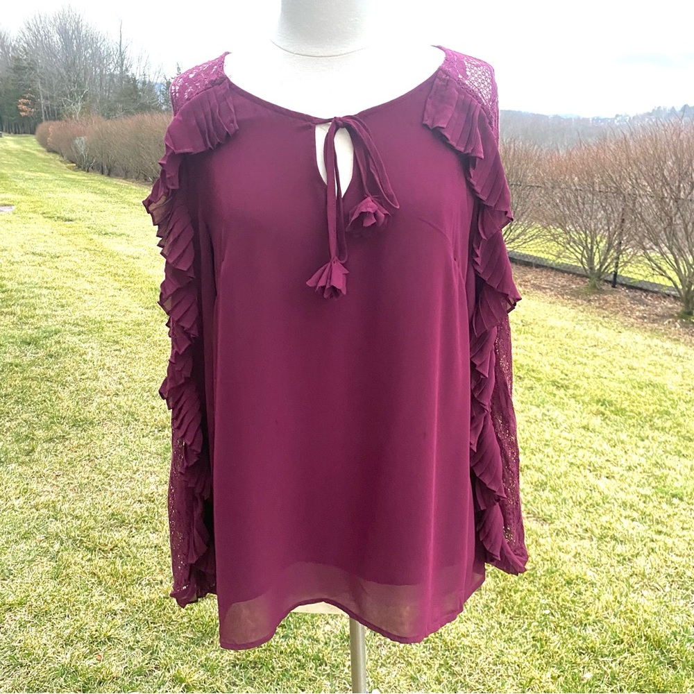 Beciga Boutique Maroon Ruffled Blouse